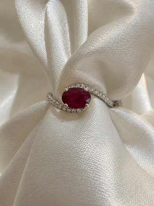 .26cttw Bypass Diamond and Ruby Ring- 14KW