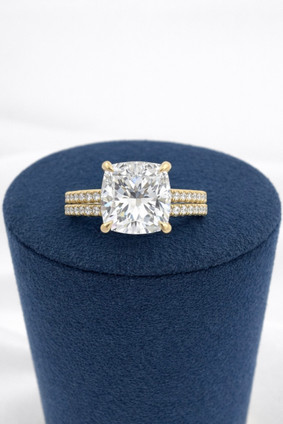 4.50cttw Lab Grown Cushion Wedding Set- 14KY