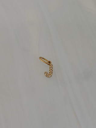 Petite Diamond "J" Initial Pendant- 14KY