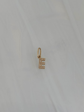 Petite Diamond "E" Initial Pendant- 14KY