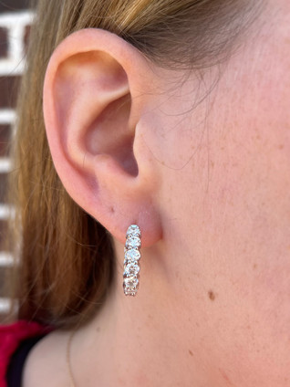 3.52cttw Lab Grown Diamond Hoop Earrings- 14KW