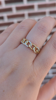 .21cttw Interlocking Chain Style Diamond Ring- 14KY