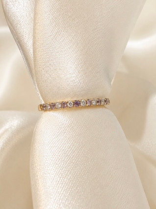 .10cttw Alternating Alexandrite and Diamond Prong Band- 10KY