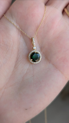 .18cttw Russalite and Diamond Pendant Necklace- 14KY