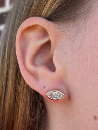2.00cttw Lab Grown Bezel Set Marquise Stud Earrings- 14KY