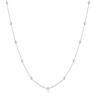 Silver Beaded Chain Necklace