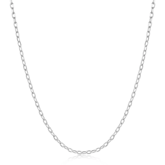 Silver Rectangle Link Chain Necklace(N060-03H)