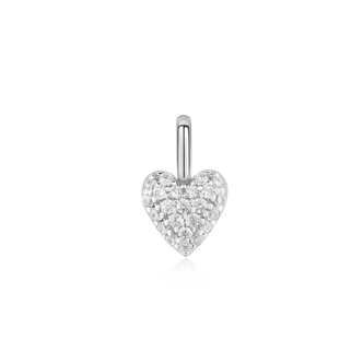 Silver Heart Pave Necklace/Bracelet Charm-(NC060-05H)