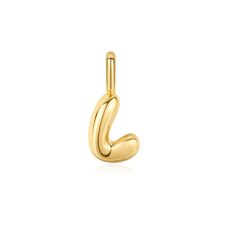 Gold Tone Bubble Letter "L" Necklace/Bracelet Charm (NC060-19G)