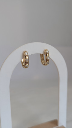 .13cttw Three Station Hoop Earrings- 14KY