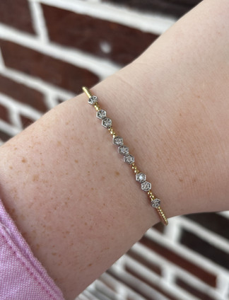 .19cttw Nine Stone Diamond Flex Beaded Bangle Bracelet- 14KYW