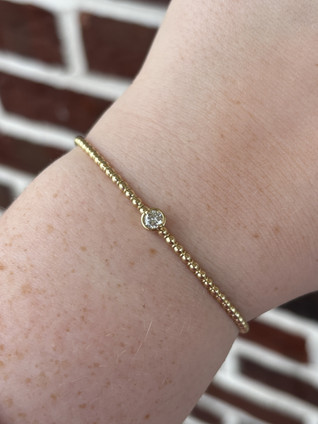 .21cttw Bezel Set Solitaire Flex Beaded Bangle- 14KY