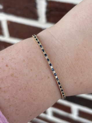 .50cttw Sapphire and Diamond Flex Bangle Bracelet- 14KY