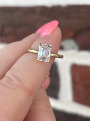 2.09cttw Lab Grown Emerald Cut Diamond Solitaire Engagement Ring- 14KY