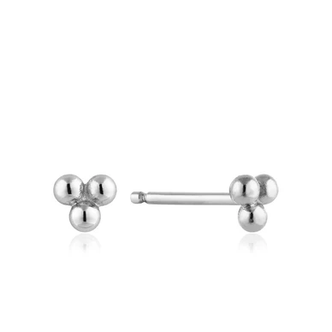Silver Modern Triple Ball Stud Earrings- Sterling Silver (E002-01H)