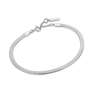 Silver Flat Snake Chain Bracelet- Sterling Silver (B046-01H)