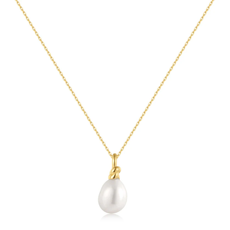 Gold Tone Freshwater Pearl Pendant Necklace (N058-02G)