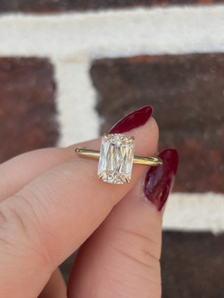 3.63cttw Lab Grown Cushion Mixed Cut Solitaire Engagement Ring with Hidden Halo- 14KY