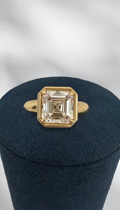 3.02cttw Lab Grown Asscher Cut Prong/Bezel Engagement Ring- 14KY