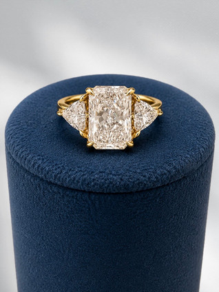 2.73cttw Lab Grown Three Stone Radiant Engagement Ring- 14KY