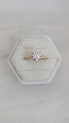 2.34cttw Lab Grown Classic Round with Diamond Accented Band Engagement Ring- 14KY