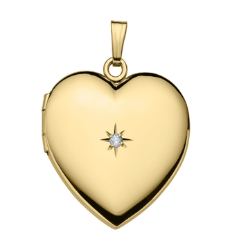 Gold Filled Heart Locket with Diamond Pendant Necklace (F1044A)