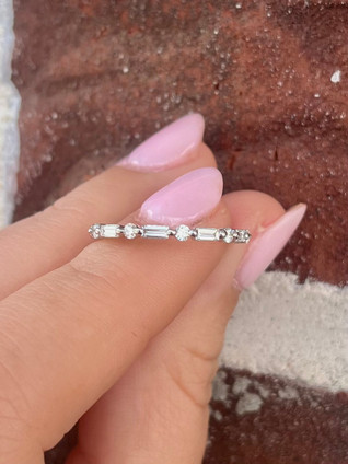 .33cttw Lab Grown Alternating Round and Baguette Diamond Band - 14KW