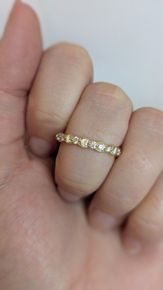 .50cttw Alternating Round Diamond Band with Milgrain Bezel- 10KY