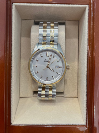 Laurel Watch Co. Men's Two Tone Watch with White Face Luminous Dial/Hands (A8360T/B-SIL)