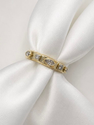 .20cttw Bezel Set Chunky Mixed Shape Band- 14KY