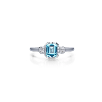 Emerald Cut March Birthstone Ring