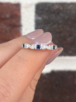 .08ctw Diamond and Sapphire Stackable Band- 10KW