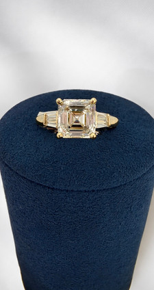 3.36cttw Lab Grown Asscher Cut Engagement Ring- 14KY