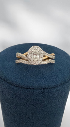 .60cttw Oval Bridal Wedding Set with Twist Band- 10KY