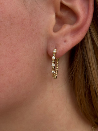 .44cttw Bubble Beaded Diamond Hoop Earrings- 14KY