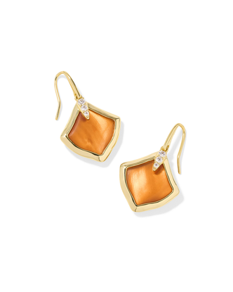 Joelle Drop Earrings in Papaya MOP- Gold Tone