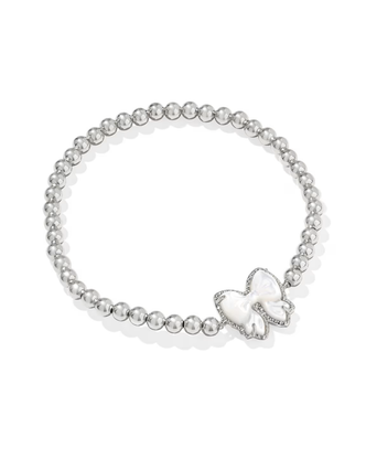 Haley Bow Stretch Bracelet in Ivory MOP- Silver Tone