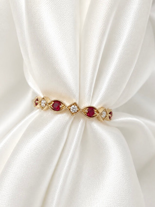.05cttw Diamond and Ruby Stackable Band- 10KY