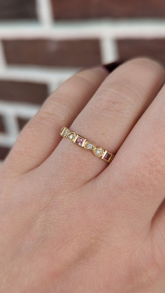 .08cttw Diamond and Pink Tourmaline Stackable Band- 10KY