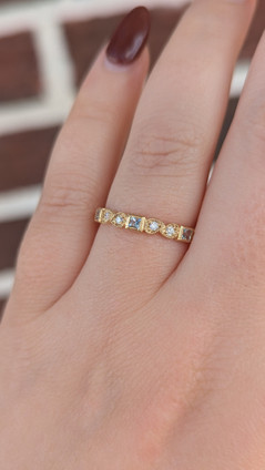 .10cttw Diamond and Aquamarine Stackable Band- 10KY