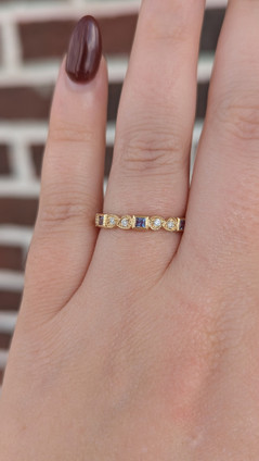 .08cttw Diamond and Synthetic Alexandrite Stackable Band- 10KY