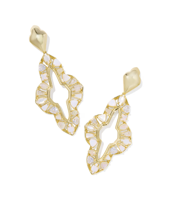 Abbie Crystal Statement Earrings in Neutral Mix- Gold Tone