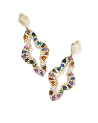 Abbie Crystal Statement Earrings in Multi Mix- Gold Tone