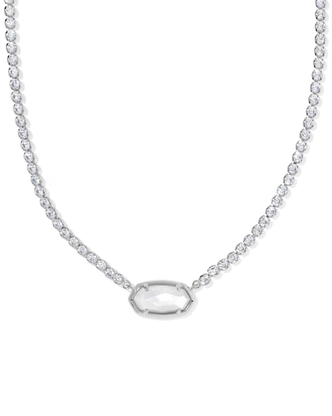 Elisa Tennis Necklace in Ivory MOP- Silver Tone