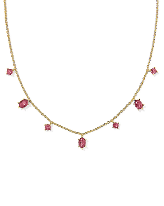 Cailin Strand Necklace in Red Crystal- Gold Tone (July)