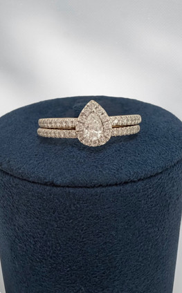 .50cttw Pear Halo Bridal Set- 10KY