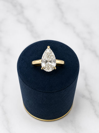 3.01cttw Lab Grown Pear Solitaire Engagement Ring- 14KY