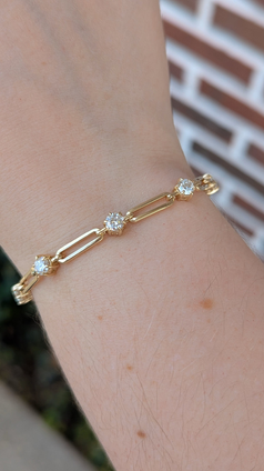 3.00cttw Lab Grown Open Link Diamond Bracelet-14KY