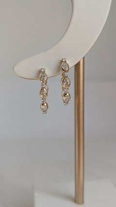 Bezel Set Oval Hoop Earrings-14KY