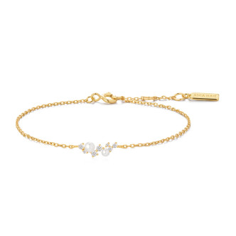 Gold Tone Shell Pearl Cluster Bracelet